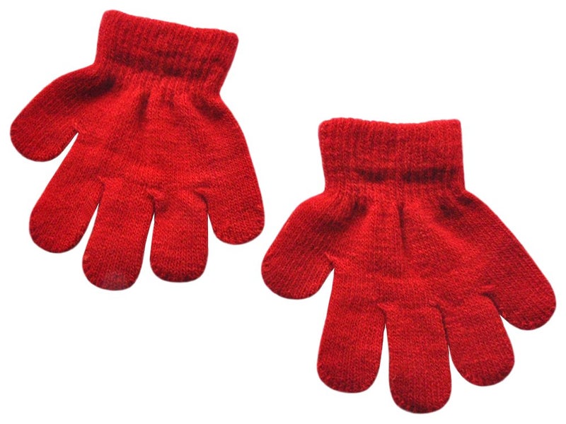 BaiX Toddler Boys and Girls Winter Knitted Writing Gloves, 1-3 Years Old, Red - Image 1